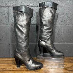 Vintage Browns Creative Black Leather Knee High Boots Made In Romania 39/8.5